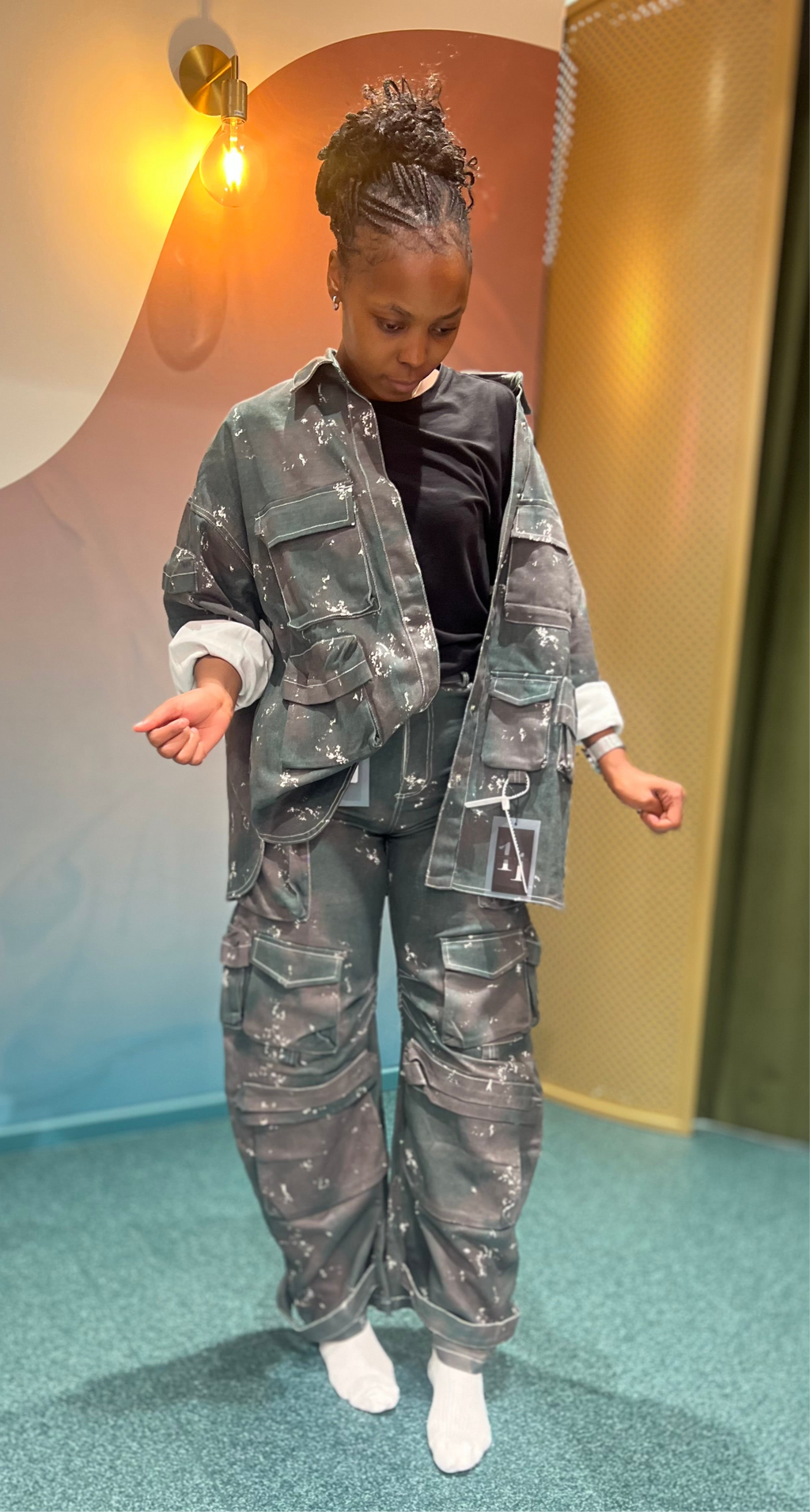 Multi pocket high waisted cargo