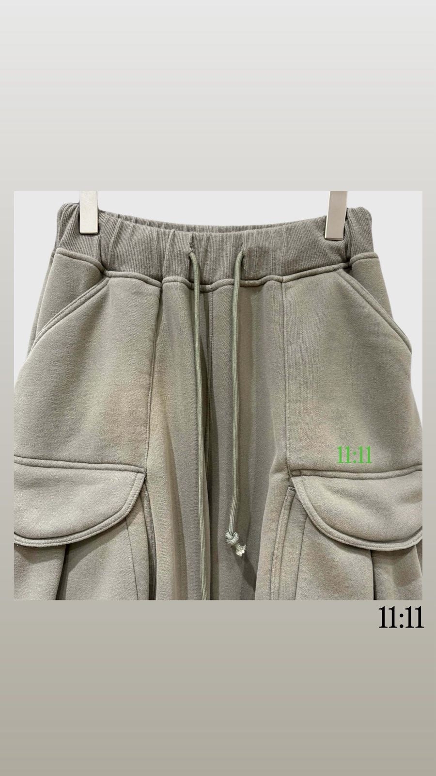 Green multi pocket shorts