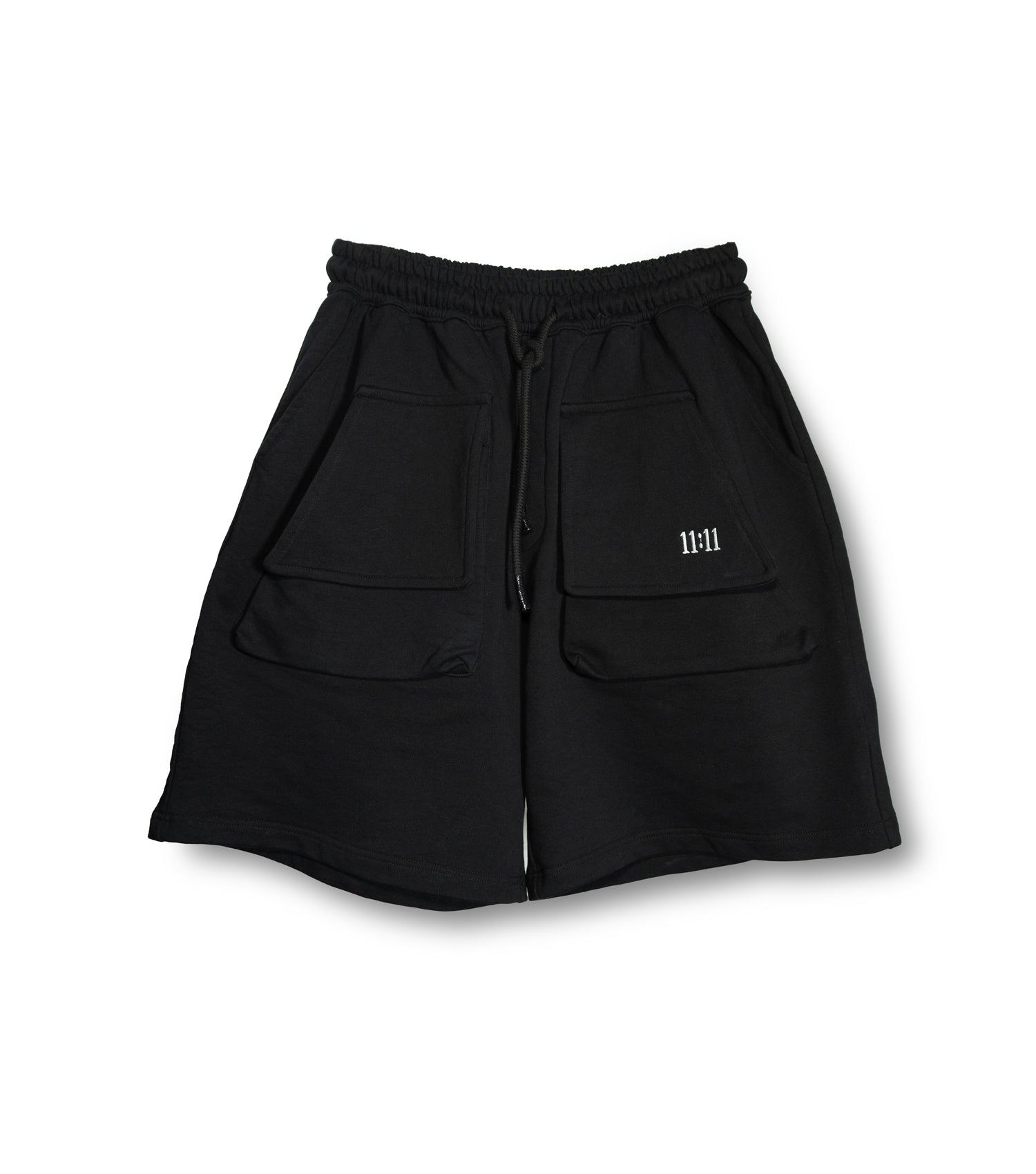 Black flappy pocket shorts