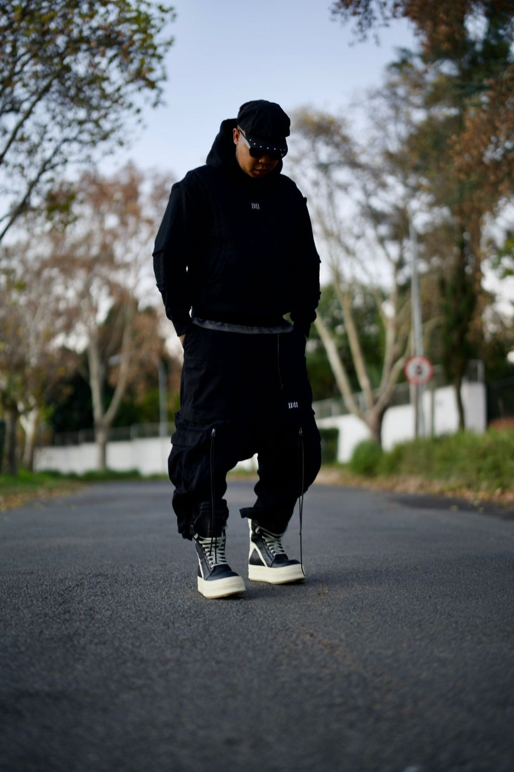 Drop crotch cargo pants