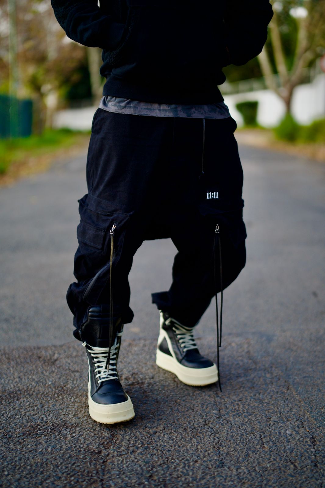 Drop crotch cargo pants
