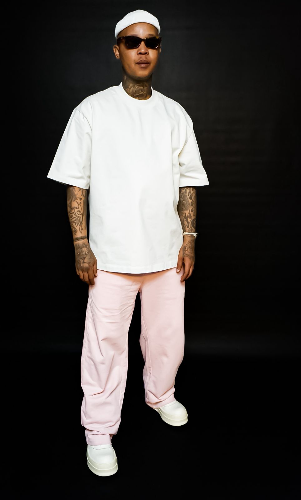 Milky pink track pants